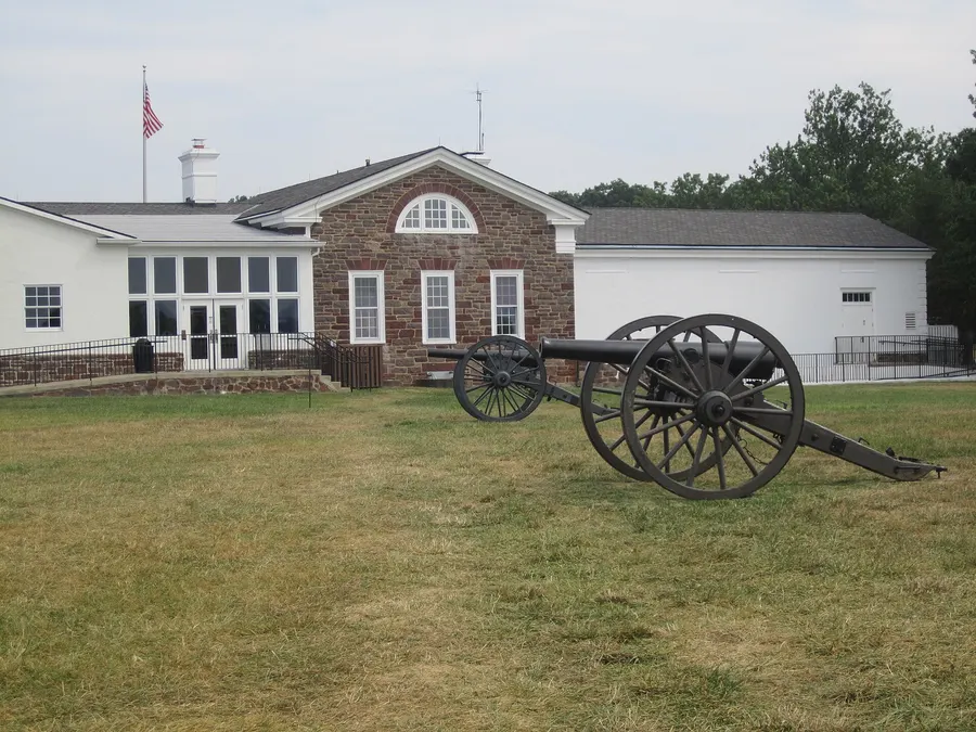 A Civil War cannon outside the visitor centre at Manassas National Battlefield Park in Virginia