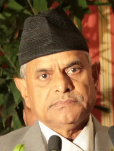 Ram Baran Yadav speaking in August 2008, a month after his election as president