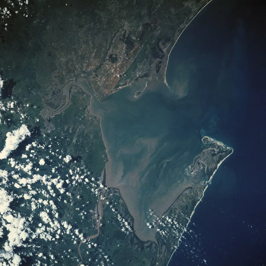 Maputo Bay, formerly Delagoa Bay, photographed from space by NASA