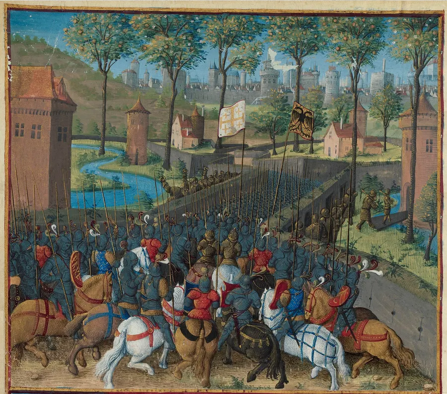 The crusaders besieging Damascus, in a 15th-century manuscript painting by Jean Colombe