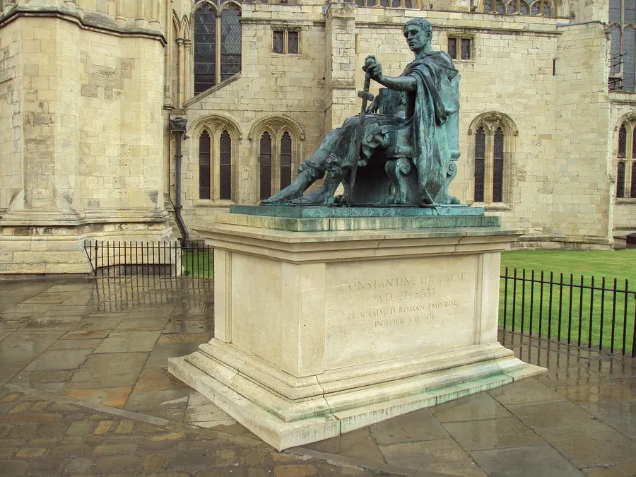 The statue of Constantine the Great outside York Minster, near the site of the Roman fortress where he was proclaimed