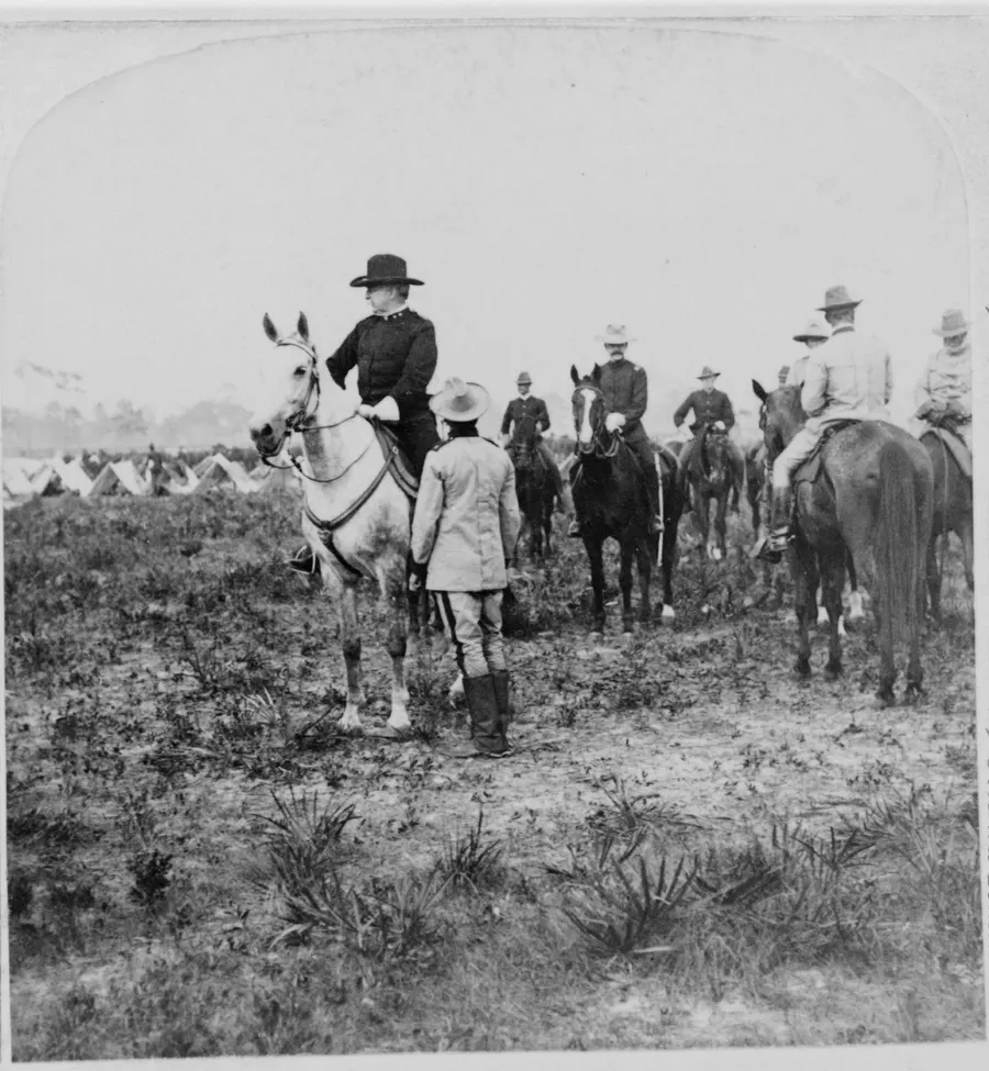 General Nelson Miles and his officers on horseback in Puerto Rico in 1898