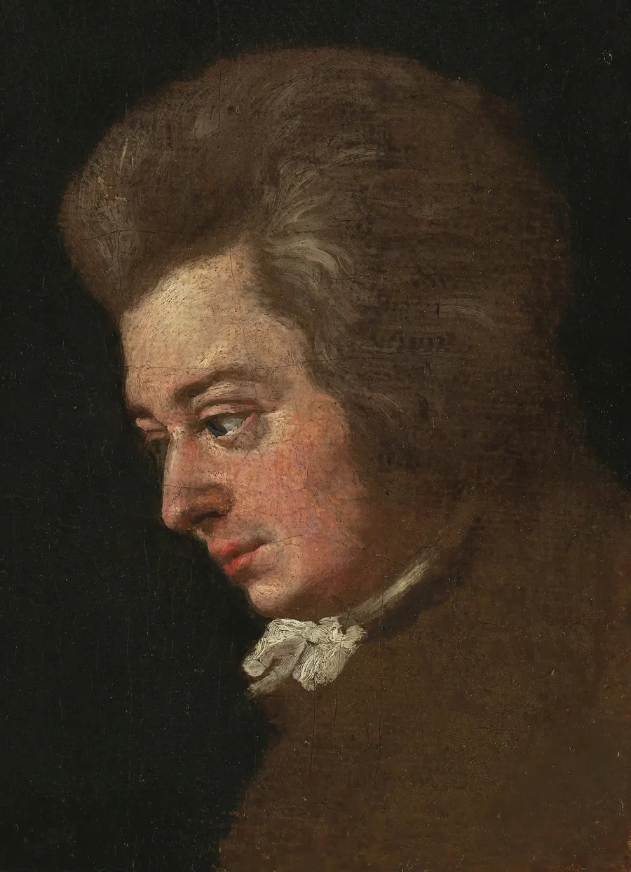 Mozart in an unfinished portrait by his brother-in-law Joseph Lange, begun around 1782