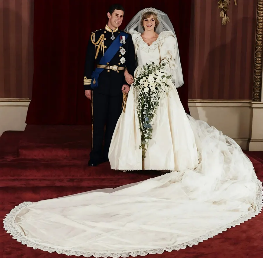 The Prince and Princess of Wales after their wedding in July 1981
