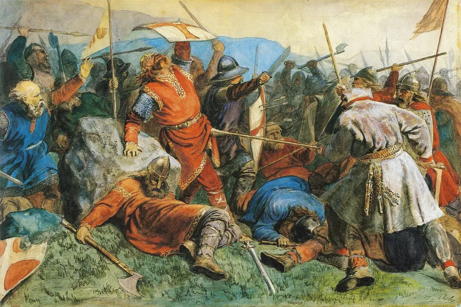 The Death of Olaf at Stiklestad, painted by Peter Nicolai Arbo around 1859
