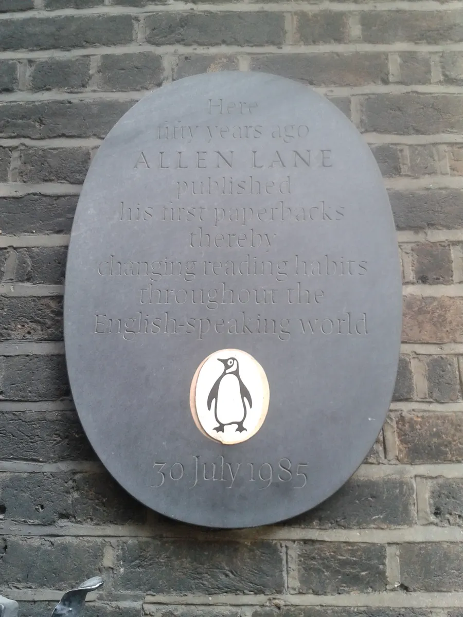 The plaque at 8 Vigo Street in London marking where Allen Lane founded Penguin Books