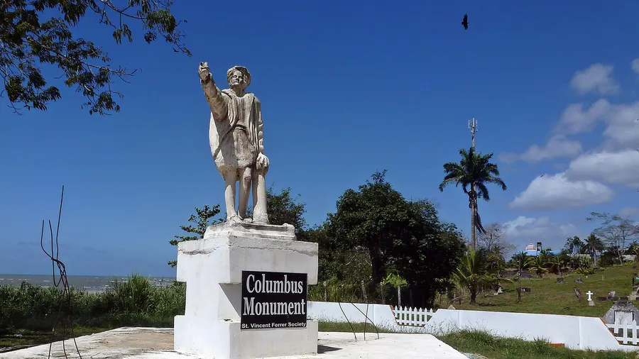The Columbus monument at Moruga on the south coast of Trinidad, where local tradition says his men came ashore in 1498