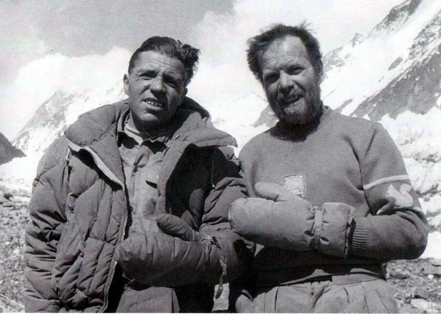 Achille Compagnoni and Lino Lacedelli, the first climbers to reach the summit of K2, in 1954