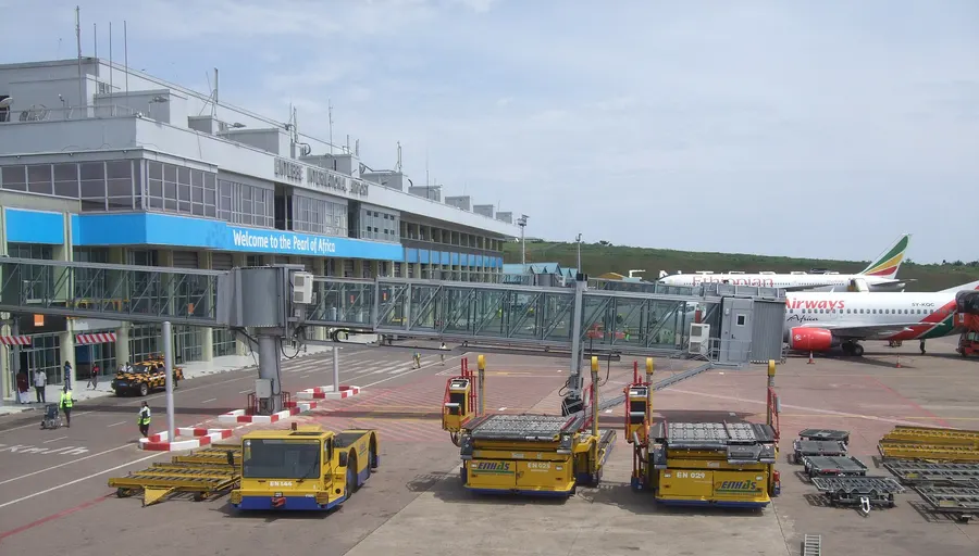 Entebbe International Airport in Uganda today; the hostages were held in the airport's old terminal building