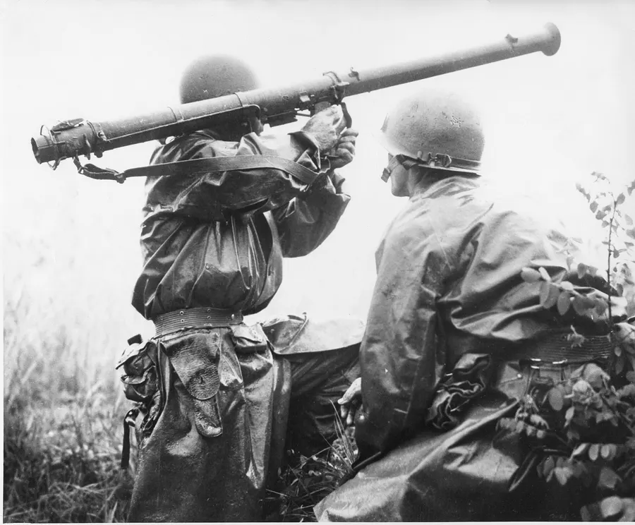 An American bazooka team at Osan in July 1950, photographed by Sergeant Charles Turnbull