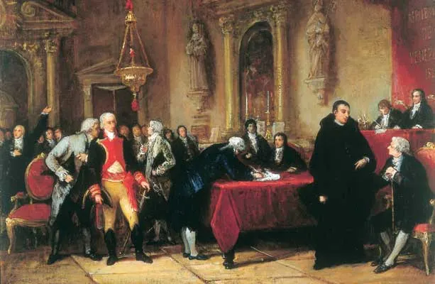 The signing of Venezuela's Act of Independence, as imagined by the painter Martín Tovar y Tovar later in the 19th century