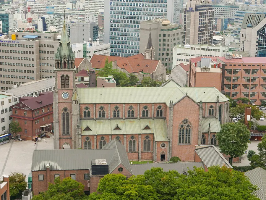 Myeongdong Cathedral in Seoul, a gathering place for the democracy movement in 1987