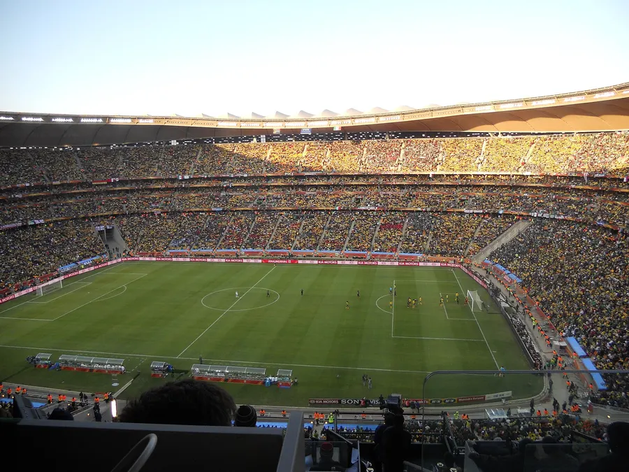 The opening match of the 2010 World Cup between South Africa and Mexico at Soccer City, Johannesburg