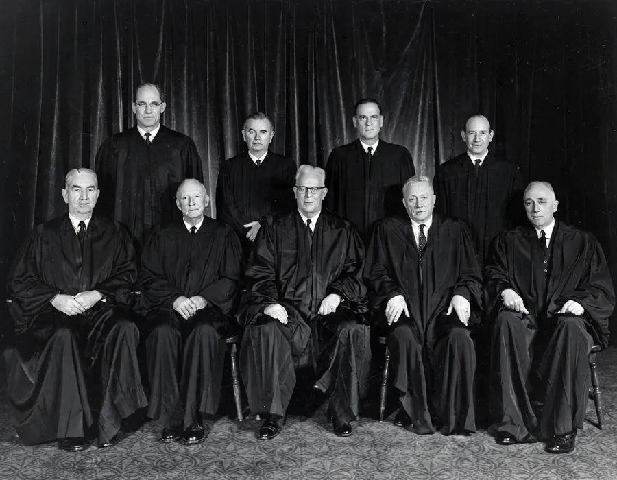 The justices of the Warren Court, who decided Miranda v. Arizona, in their official photograph of 1965