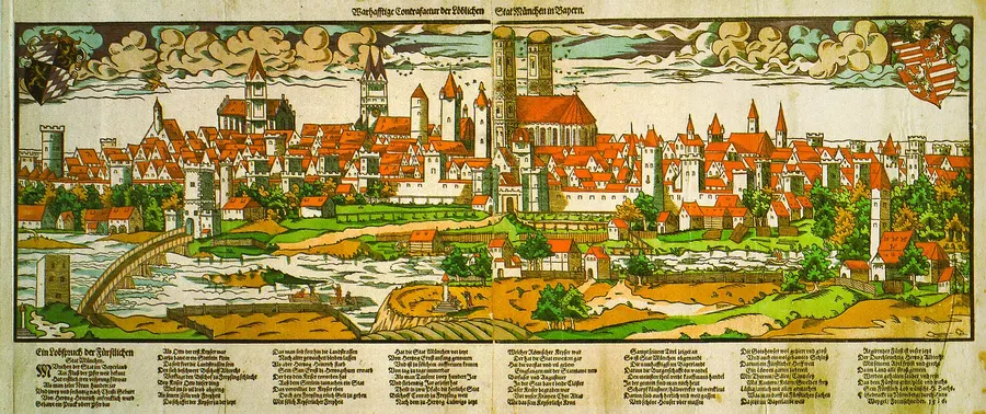 A woodcut view of Munich published in 1572