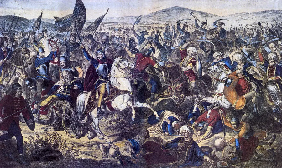 The Battle of Kosovo as imagined by the Serbian painter Adam Stefanović in 1870