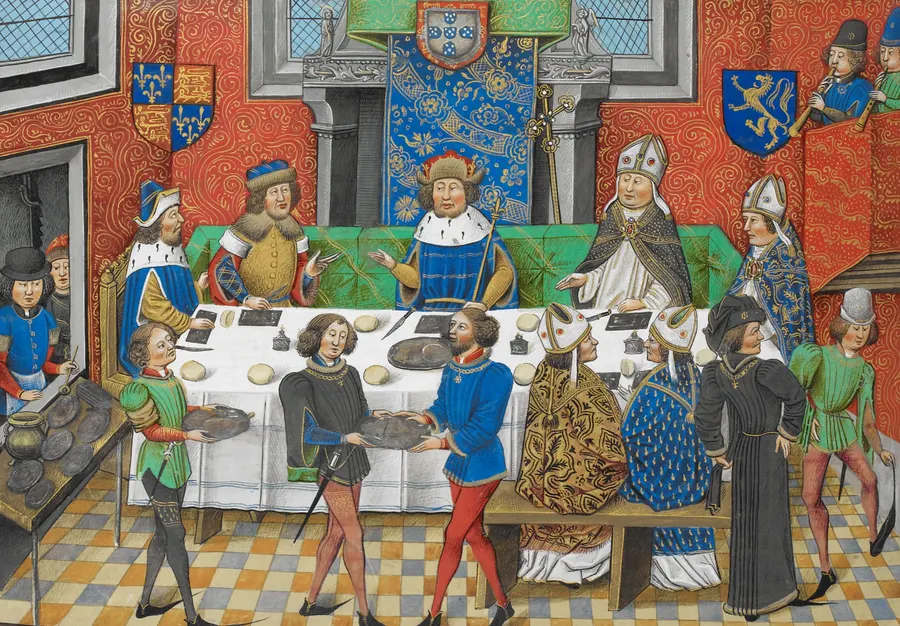 John of Gaunt dining with the King of Portugal, a late 15th-century miniature from Jean de Wavrin's chronicle of England