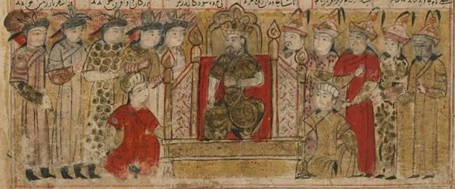 The coronation of Yazdegerd III, a 14th-century Persian miniature