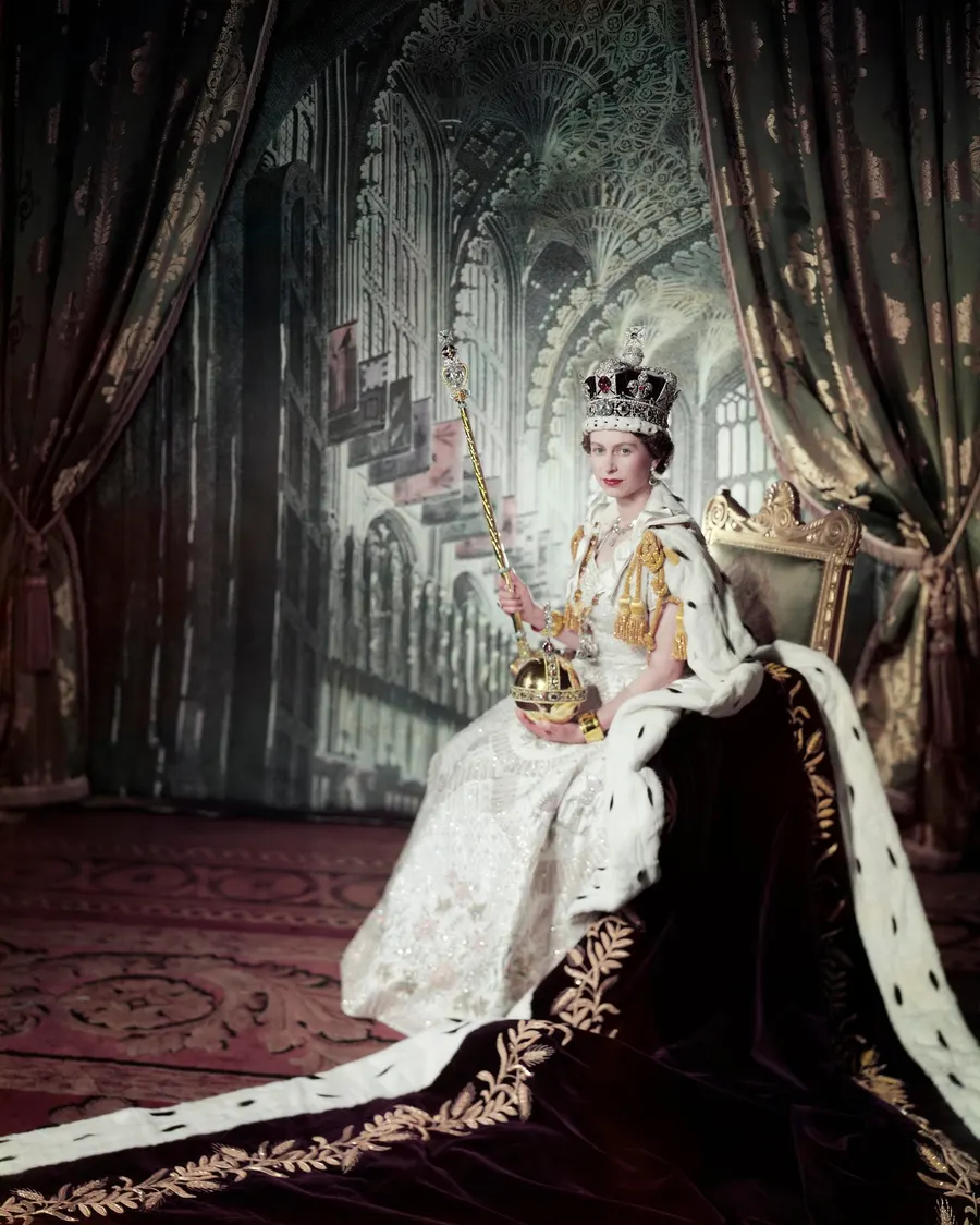 Queen Elizabeth II in her coronation robes, photographed by Cecil Beaton on Coronation Day