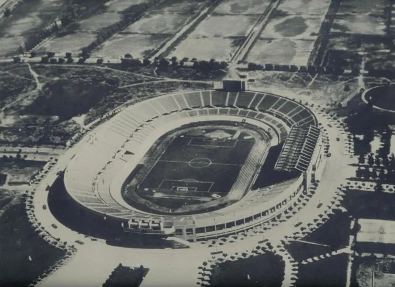 The Estadio Nacional in Santiago, Chile, around the time of the 1962 World Cup