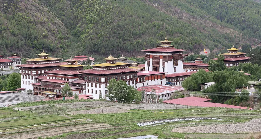 Tashichho Dzong in Thimphu, seat of Bhutan's government, where the coronation of 1974 took place