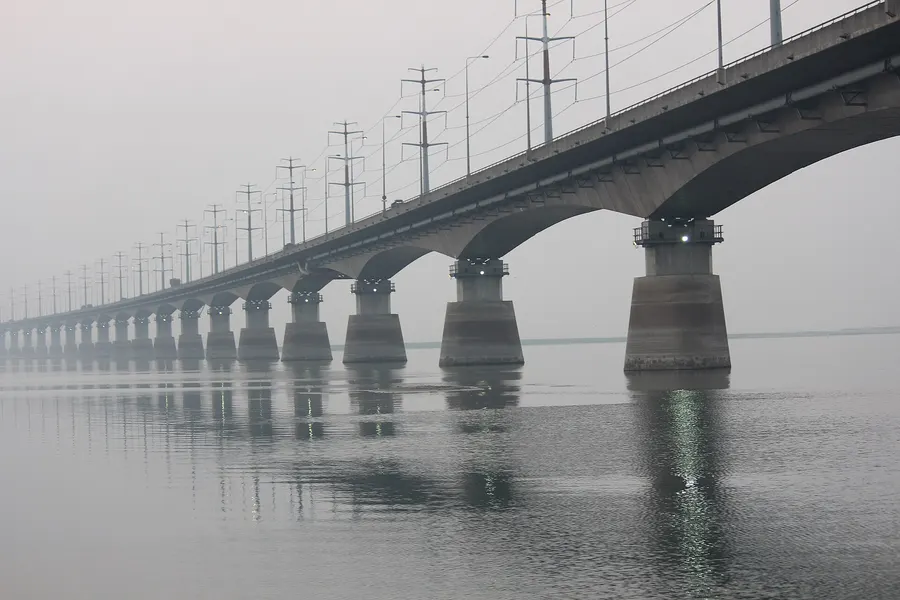 The Bangabandhu Bridge across the Jamuna River in Bangladesh