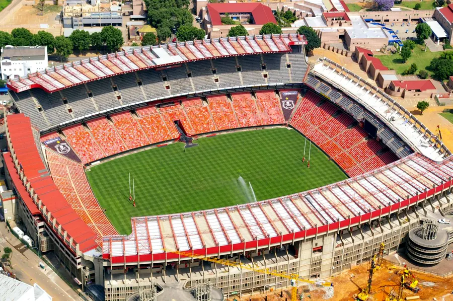 Ellis Park Stadium in Johannesburg, scene of the 1995 Rugby World Cup final, in a later aerial view