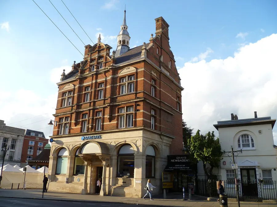The Barclays branch in Enfield Town, north London, where the world's first cash machine was installed
