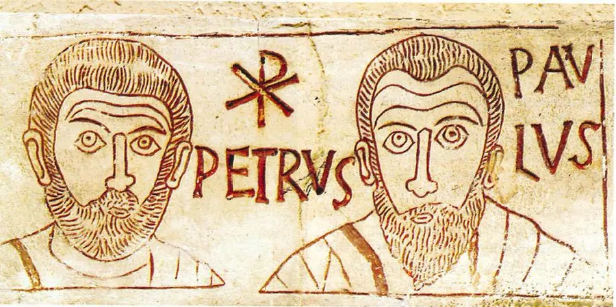 Saints Peter and Paul in a 4th-century Roman engraving
