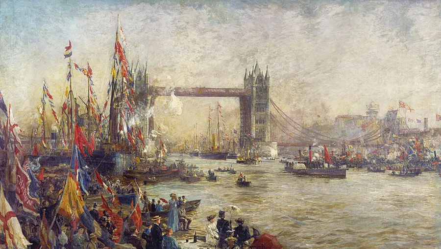 The opening of Tower Bridge, a painting by William Lionel Wyllie