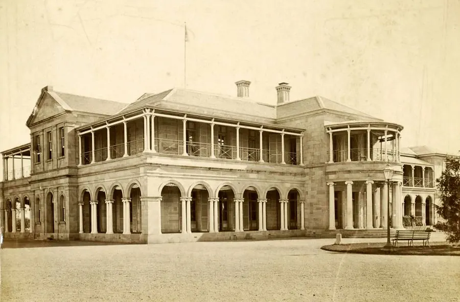 Old Government House in Brisbane, built in the early 1860s for Queensland's first governor, photographed in 1879