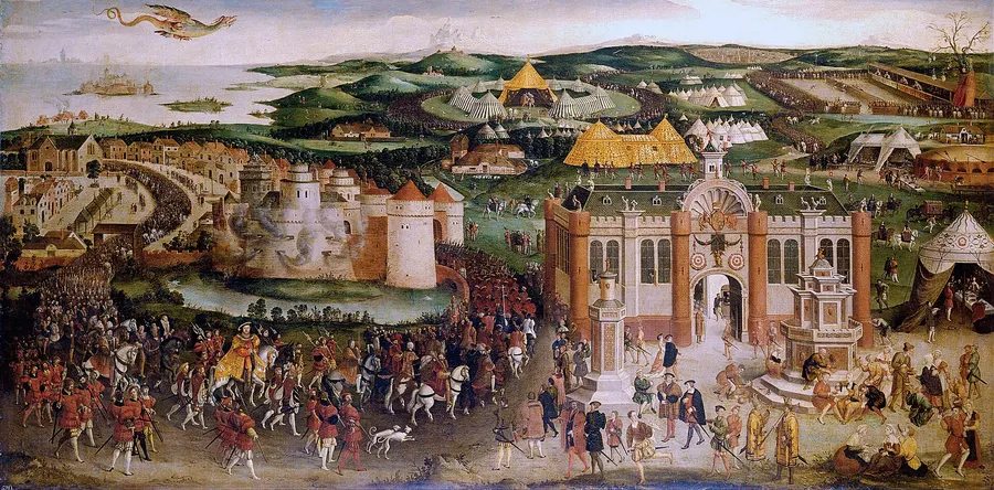 The Field of the Cloth of Gold, painted by an unknown British artist in the 16th century, in the Royal Collection