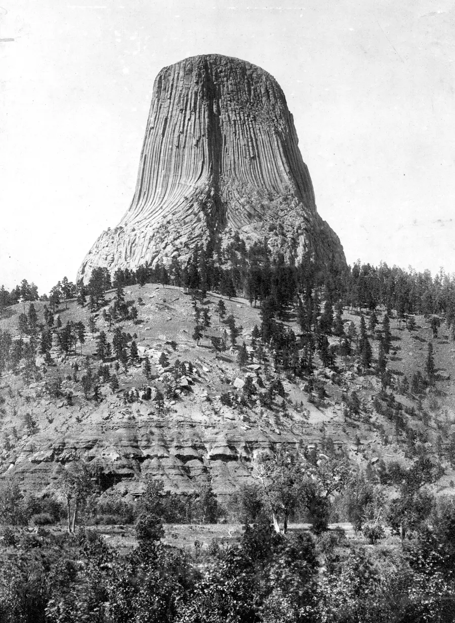 Devils Tower in Wyoming, the first national monument, photographed by the geologist Nelson Horatio Darton around 1900