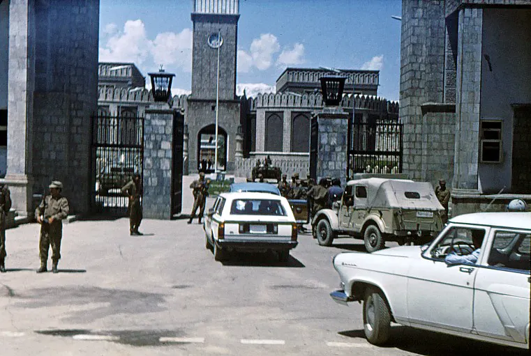 Soldiers and vehicles in Kabul the day after the Saur Revolution of April 1978.