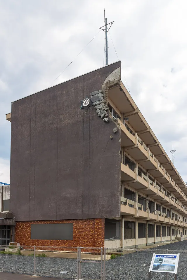 The former Kesennuma Koyo High School, struck by the tsunami and now kept as a memorial museum, photographed in 2019.