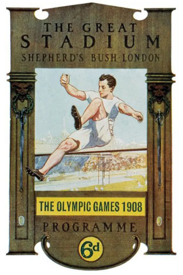 The cover of the programme for the 1908 Olympic Games at the Great Stadium, Shepherd's Bush.