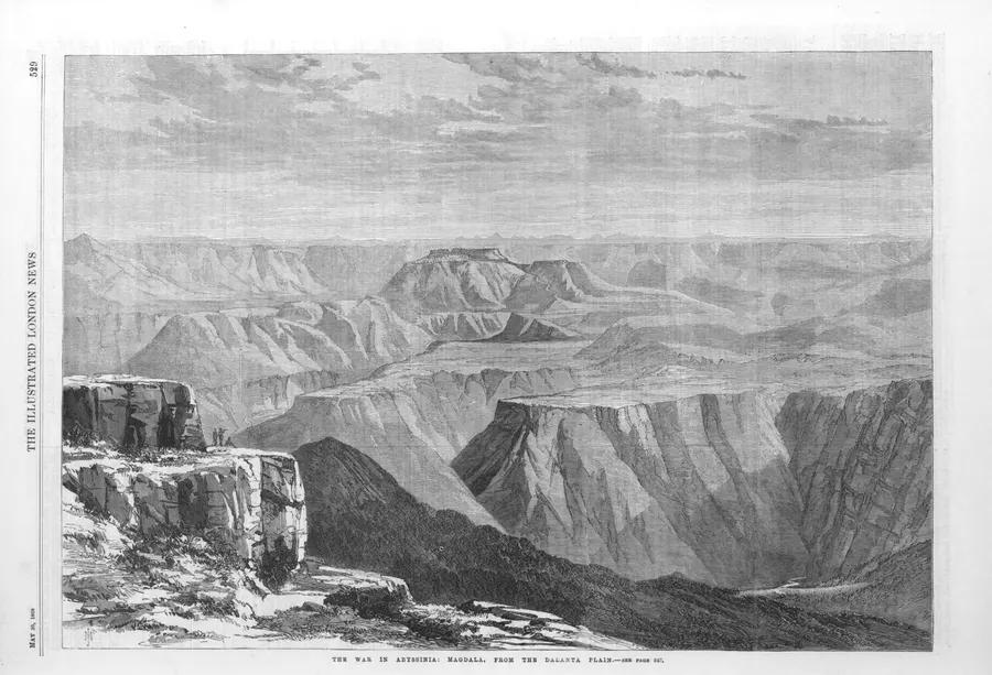 Magdala, Tewodros's mountain fortress, seen from the Dalanta plain, in the Illustrated London News, May 1868.