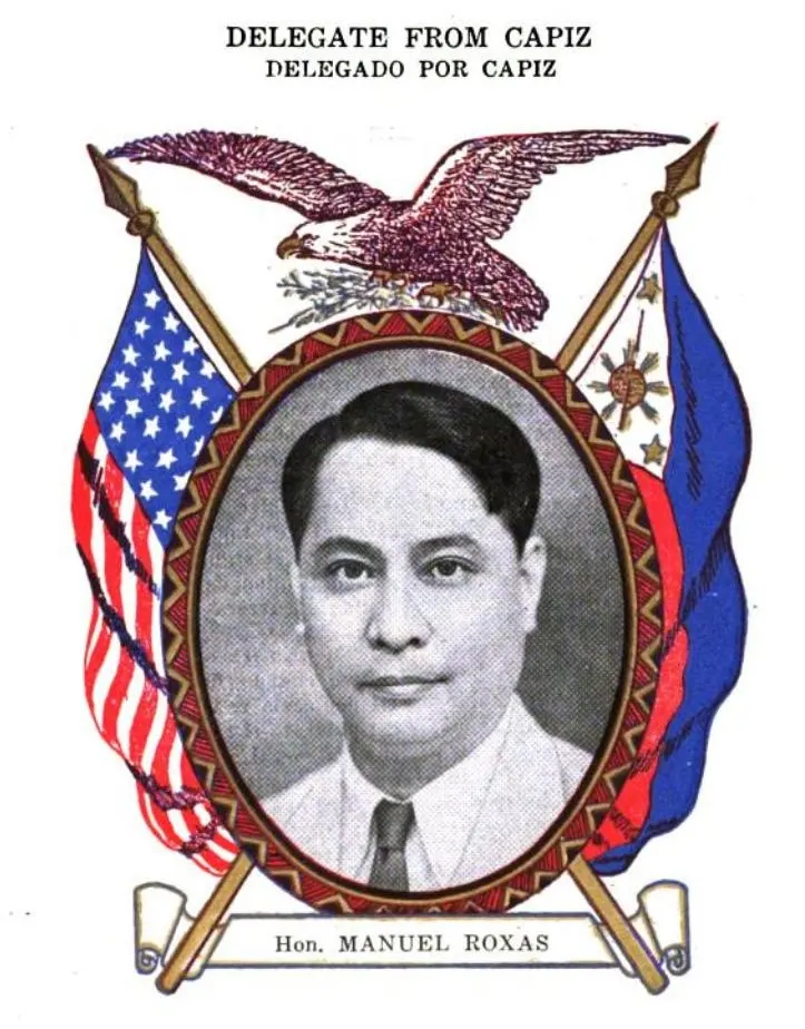 Manuel Roxas as a delegate for Capiz, from an early Philippine booklet of delegates.