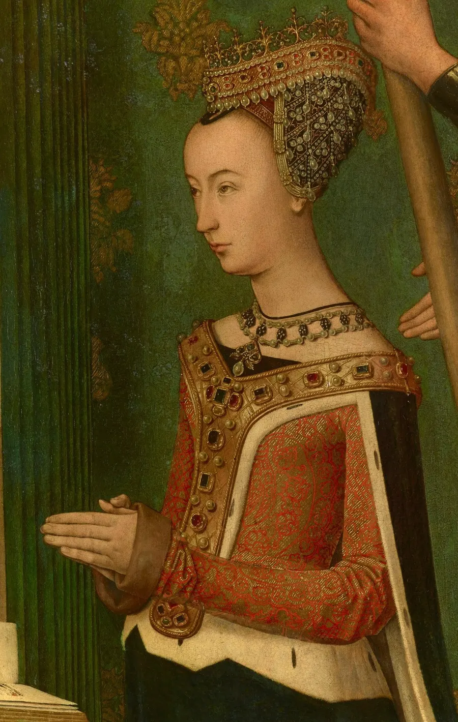 Margaret of Denmark, Queen of Scotland, from the Trinity Altarpiece by Hugo van der Goes, about 1478.