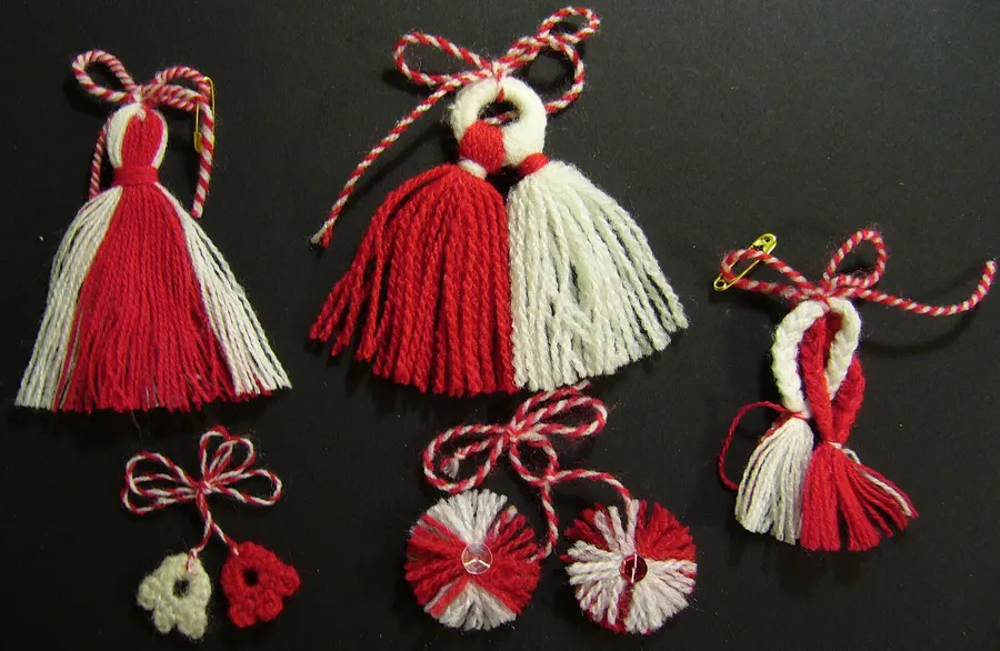 Martenitsi, the red-and-white tokens exchanged in Bulgaria on 1 March.