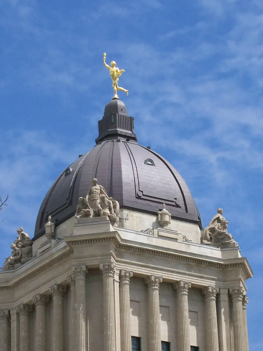 The Golden Boy statue on the dome of the Manitoba Legislative Building, Winnipeg