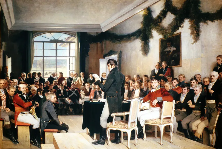 Oscar Wergeland's 1885 painting of the Constituent Assembly at Eidsvoll in 1814