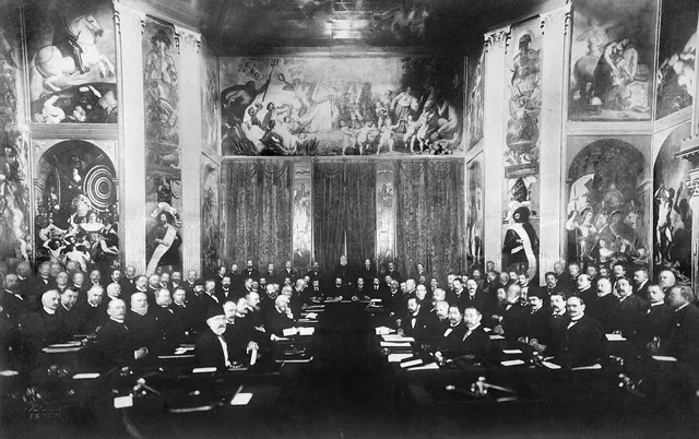 Delegates in session at the first Hague Peace Conference in 1899