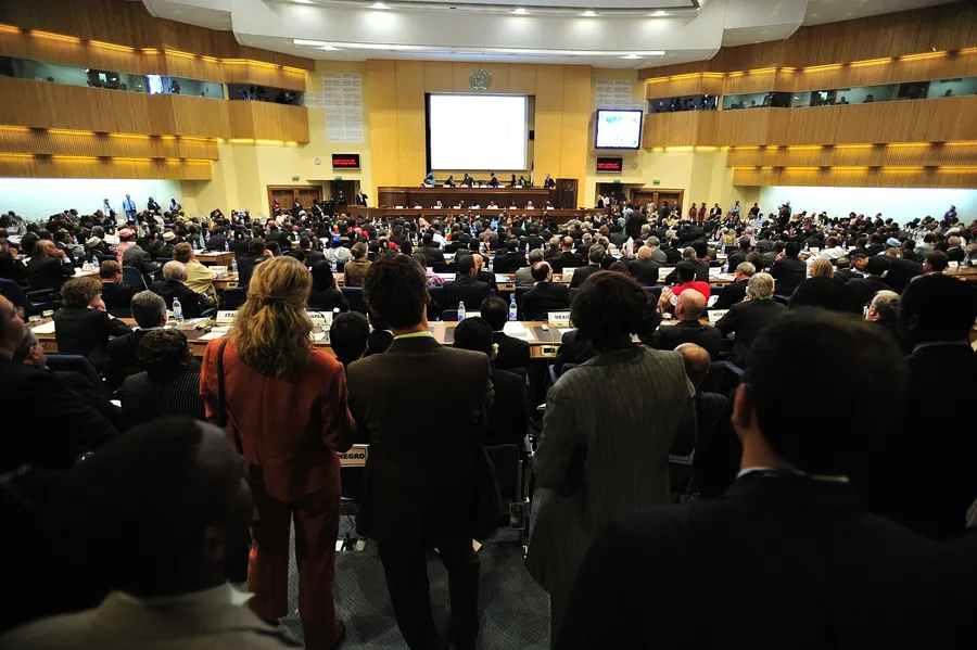 African leaders and diplomats in the plenary hall in Addis Ababa during an African Union summit in 2009