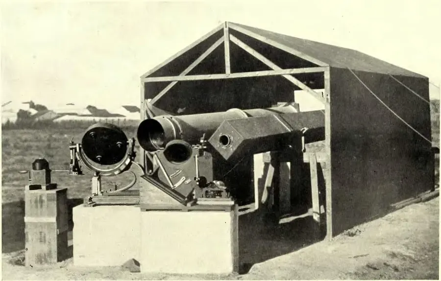 The expedition's eclipse instruments at Sobral, Brazil, in 1919