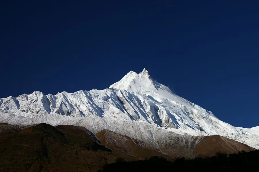 Manaslu seen on the trek to base camp in Nepal