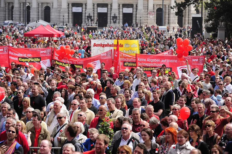 A May Day rally in Vienna in 2013.