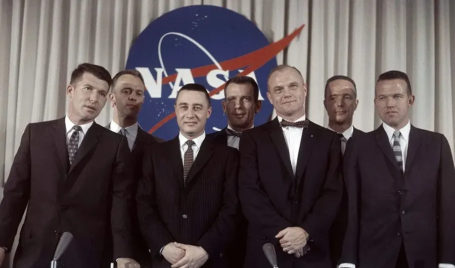 The Mercury Seven at their first public appearance, 9 April 1959.