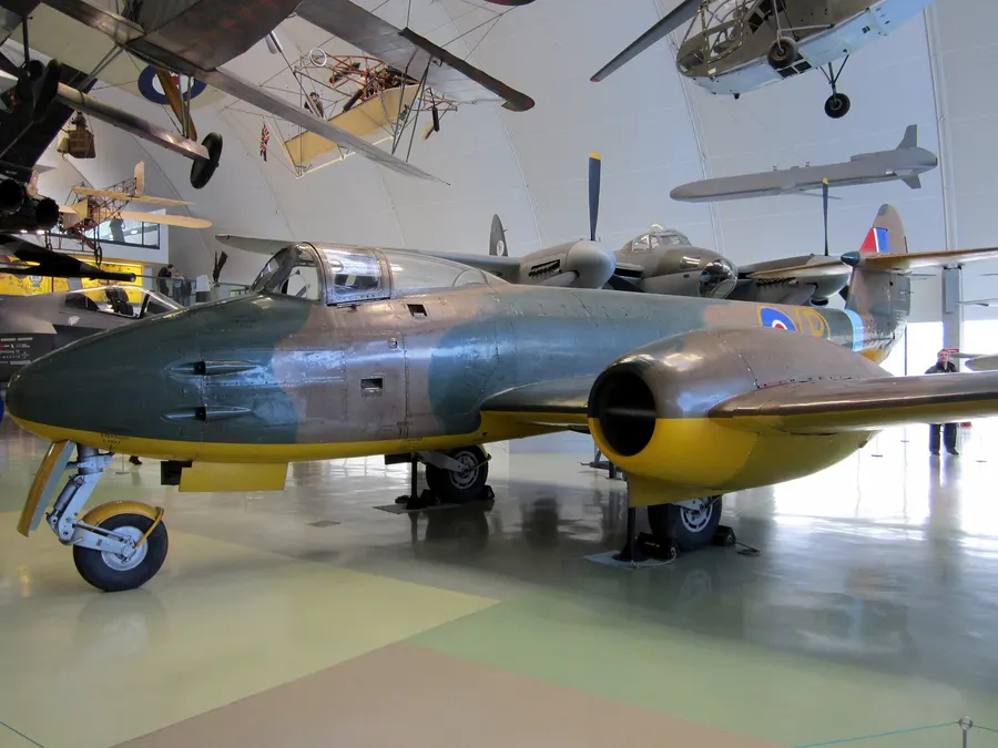 A Gloster Meteor prototype, DG202/G, in the RAF Museum, London.