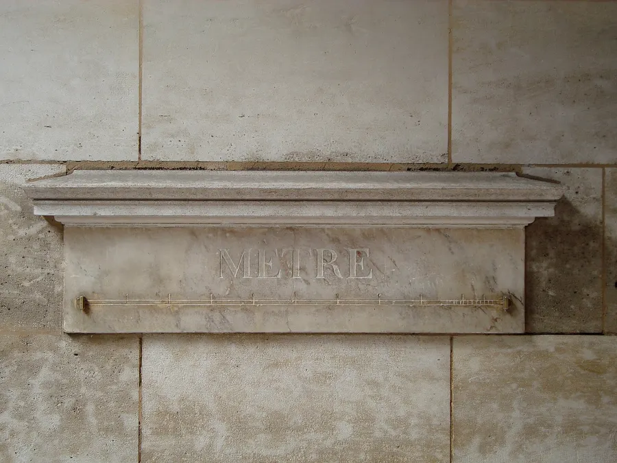 One of the marble standard metres put up in Paris in the 1790s so people could learn the new length, rue de Vaugirard.